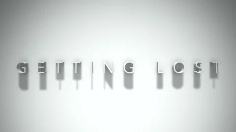 Getting lost 3D title animation with shadows on a white background Stock Footage 298003156