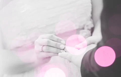 Getting married pink bokeh background Stock Photos