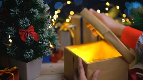 Getting New Watch from Christmas Gift Stock Footage 96482345