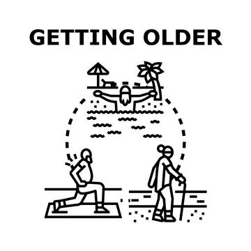 Getting older concept showing senior lifestyle activities 스톡 일러스트