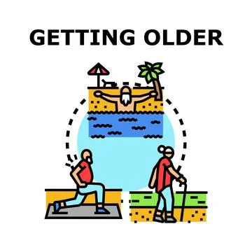 Getting older concept showing senior lifestyle activities Stock Illustration