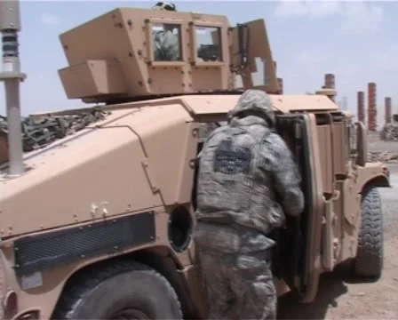 Getting out of the Humvee Stock Footage