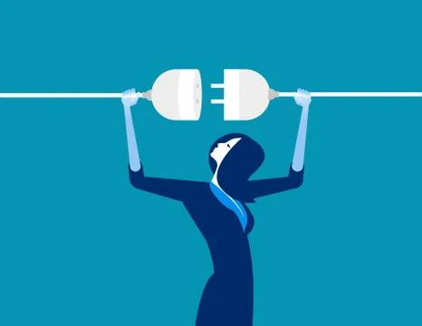 Getting plugged in. Concept business vector illustration. Stock Illustration