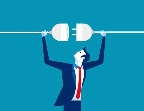 Getting plugged in. Concept business vector illustration. . Stock Illustration