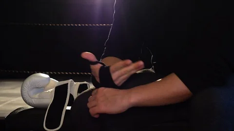 Getting ready for boxing, hands close up Stock Footage 100267510