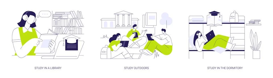 Getting ready for classes isolated cartoon vector illustrations se Stock Illustration