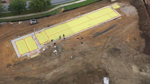 Getting Ready for a Concrete Slab Pour, Bryan, Texas, USA Stock Footage 129395394