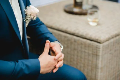 Getting ready groom wedding Stock Photos