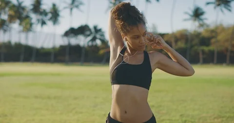 Getting ready for her workout Stock Footage 124237701