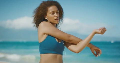 Getting ready for her workout Stock Footage 124717985