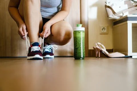 Getting ready for training. Running and a healthy lifestyle. Stock Photos