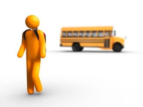 Getting off the school bus Stock Illustration