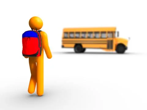 Getting on the school bus Stock Illustration