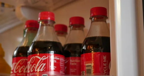 Getting Soda Bottle From Refrigerator Stock Footage 232790360
