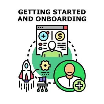 Getting started onboarding new user process illustration Stock Illustration