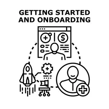Getting started onboarding new user process illustration Stock Illustration