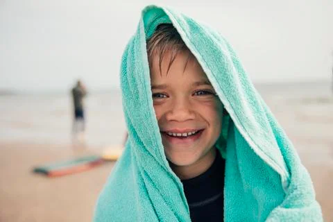 Getting Warm After Surfing 스톡 사진
