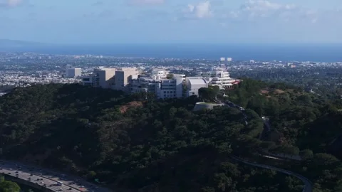 Getty Center Above Freeway Corridor and Hills Stock Footage 334017588