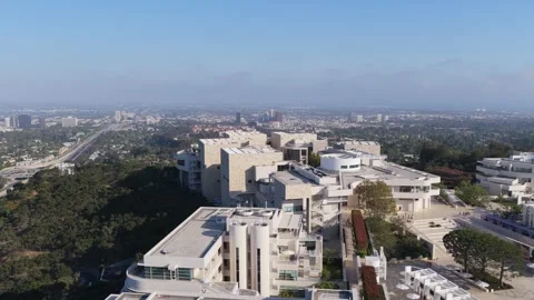 Getty Center modern architecture and gardens on hilltop overlooking Los Angeles, Stock Footage 336635227