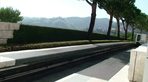 Getty Center Tram Arrival Stock Footage 467955