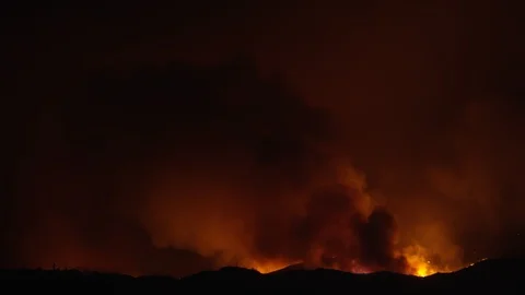 Getty Fire Night California Stock Footage 127267396