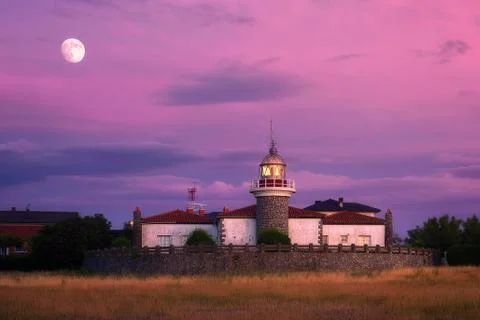 Getxo lighthouse at the evening Stock Photos