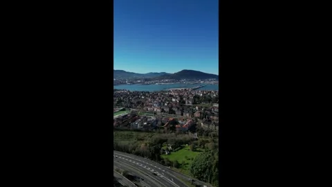 Getxo vertical drone video 4k city near to the sea Stock Footage 260965166
