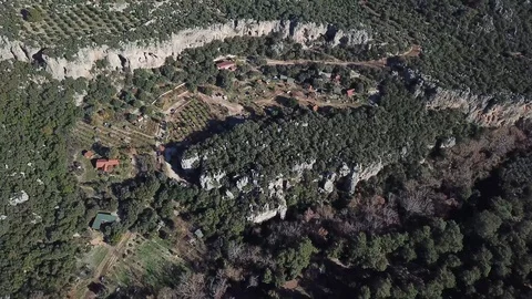 GEYIKBAYIRI ANTALYA - TURKEY: Aerial view over campings Stock Footage
