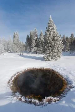 Geyser basin in winter Stock Photos