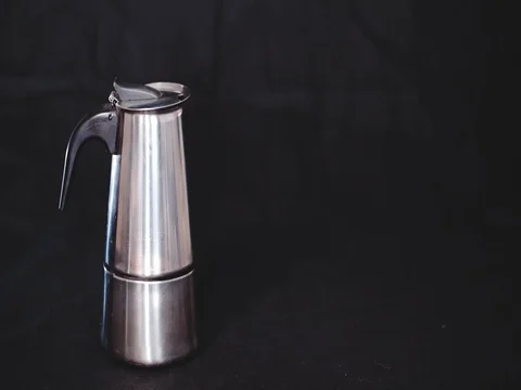 Geyser coffee maker on black background Stock Footage 73806852