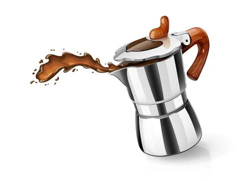 Geyser coffee maker for prepare aromatic mocha. Vector illustration. Stock Illustration