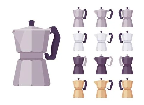 Geyser coffee maker set Stock Illustration