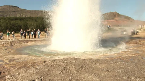 Geyser Erruption Long Shot LS Stock Footage 34234632
