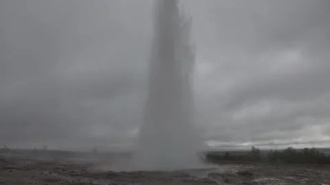 Geyser eruption on a cloudy day 2 Stock Footage 136613970