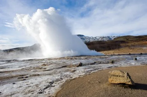 Geyser exloding in Iceland Stock Photos