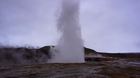 Geyser explode moment in Iceland Stock Footage 92989332
