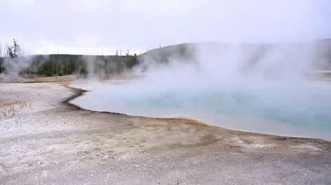 Geyser Pool Pan with Steam Video stock 11422560