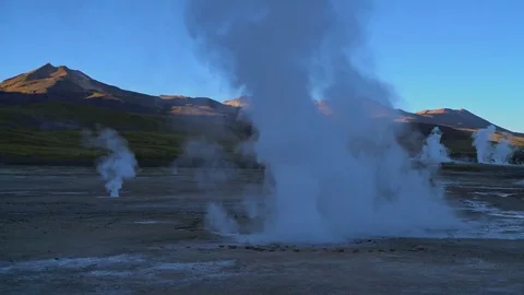 Geyser steam rises Stock Footage 73249387