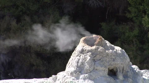 Geyser steaming before eruption Stock Footage 2382639