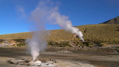 Geyser venting steam Stock Footage 73249842