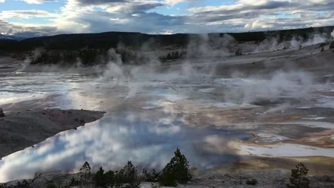 Geysers at sunset Stock Footage 202185062