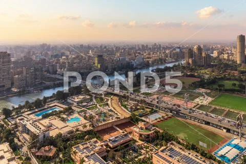Gezira island in the centre of Cairo and the Nile, Egypt Stock Photos