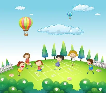 Gf Children playing 10 스톡 일러스트