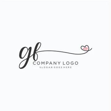 GF Initial handwriting logo design Stock Illustration