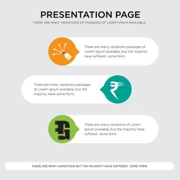 Gf, rupees, reach presentation design template in orange, green, yellow color Stock Illustration