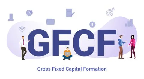 Gfcf gross fixed capital information concept with big word or text and team p Stock Illustration