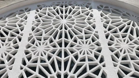 GFRC Wall with Repeating Geometric Islamic Pattern Stock Footage 321145874