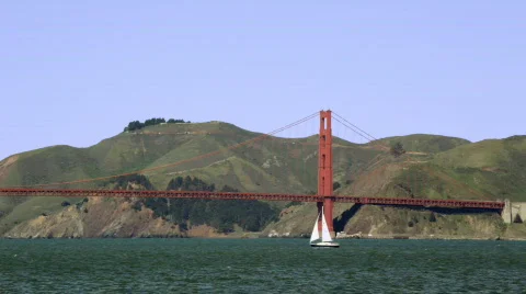 Gg_bridge_sailboat Stock Footage 477161