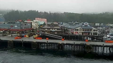GH010321-Timelapse-Pulling back from dock at Ketchikan, Alaska and departing Stock Footage 208940194