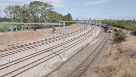 The Ghan leaving the station Stock Footage 280291025